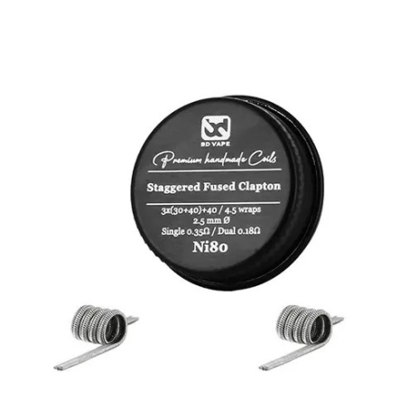 Staggered Fused Clapton Ni80 0.35Ω BD Vape – Coils artesanales para DL