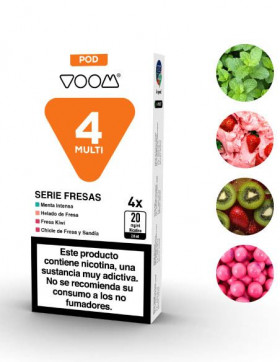 Pack Repuesto Strawberry Serie para Voom Multi Pod 4 en 1 2400 Caladas