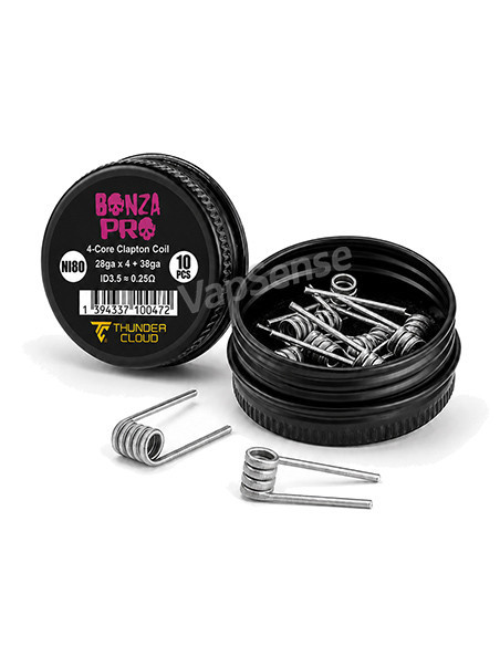 Resistencias Bonza Pro 4-Core Fused Clapton Ni80 0.25Ω Pack de 10