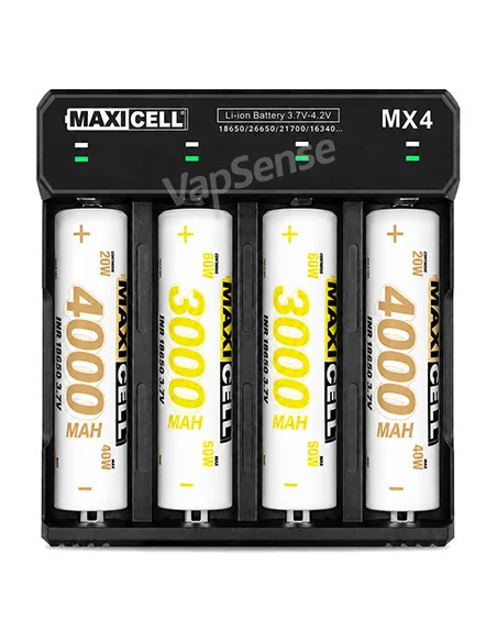 Cargador Maxicell MX4 con baterías instaladas