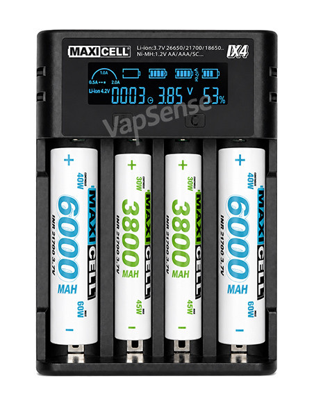 Cargador Maxicell IX4 con baterías instaladas