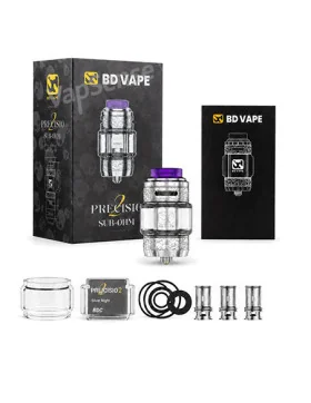 BD Vape Precisio 2 Sub Ohm Tank Silver Night Limited Edition 26mm contenido del pack