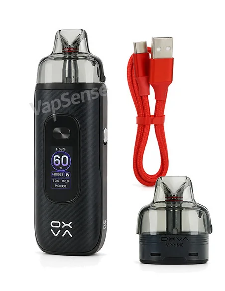 OXVA VPrime 2 Pod Kit color Carbon Fiber contenido