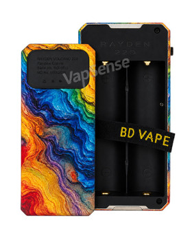 BD Vape Rayden 220 Mod Edición Limitada Volcano Rainbow Granite detalle tapa