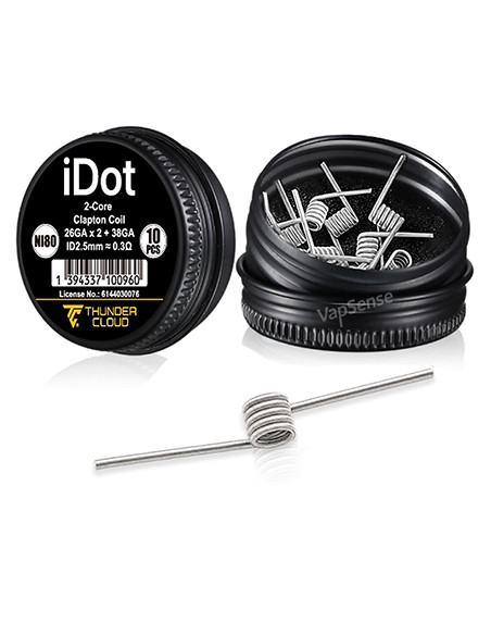 Resistencias iDot RBA Ni80 Fused Clapton 2,5mm 0,30Ω ThunderCloud x Monarchy Pack de 10