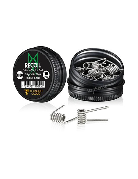 Resistencias Recoil 3-Core Clapton Ni80 Thunder Cloud x Grimm Green Pack de 10